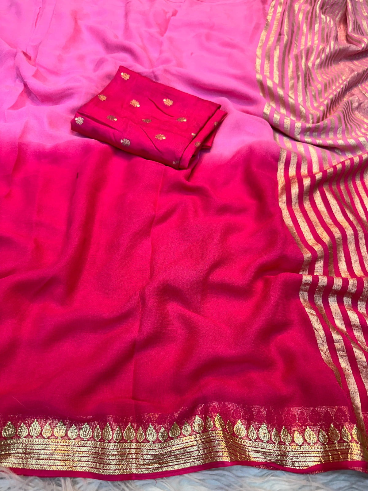 PURE VISCOS GEORGETTE SARTIN BORDER SAREE