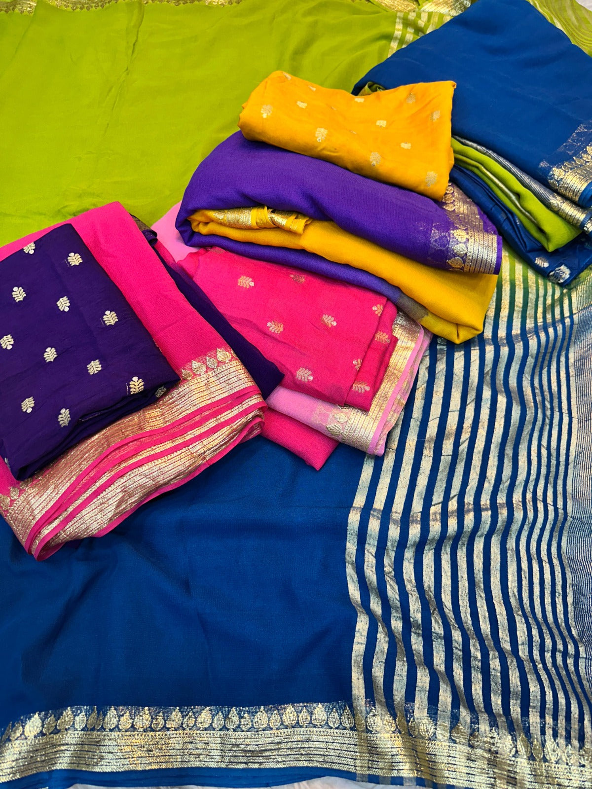 PURE VISCOS GEORGETTE SARTIN BORDER SAREE